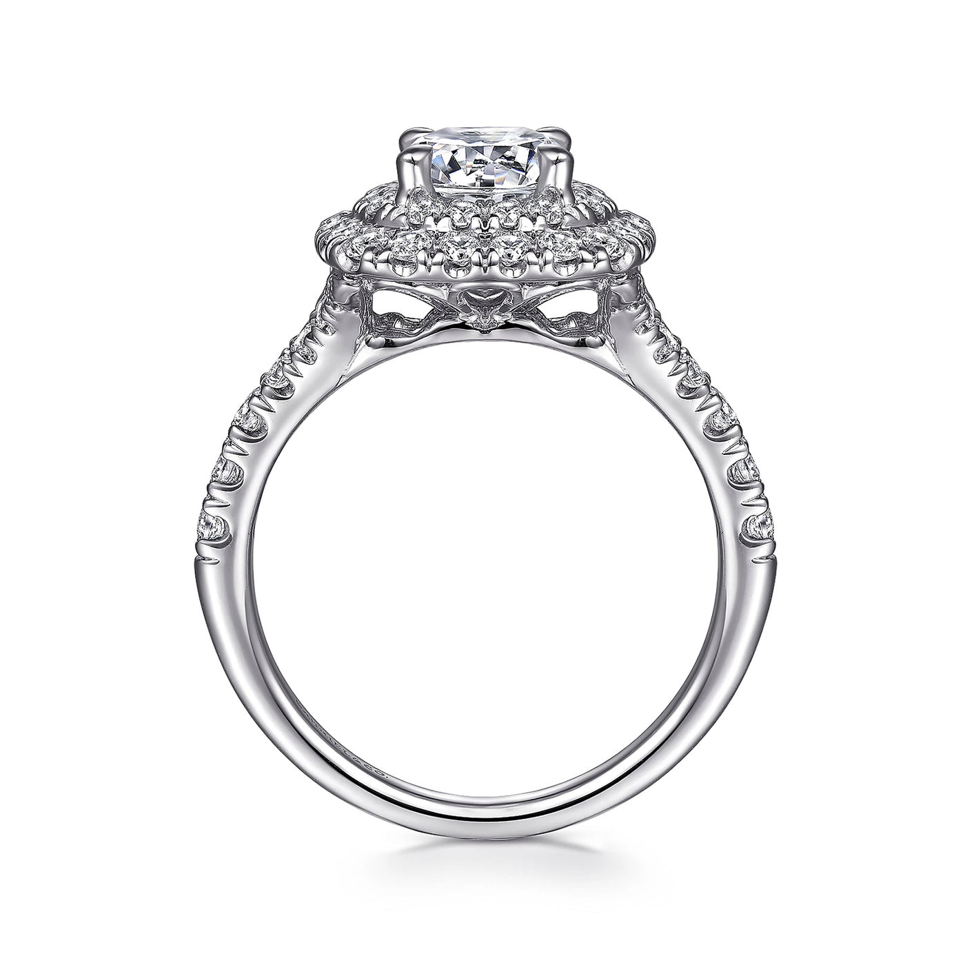 Gabriel & Co. 14k White Gold Cushion Double Halo Diamond Semi-Mount Engagement Ring – ER10754W44JJ.CSCZ