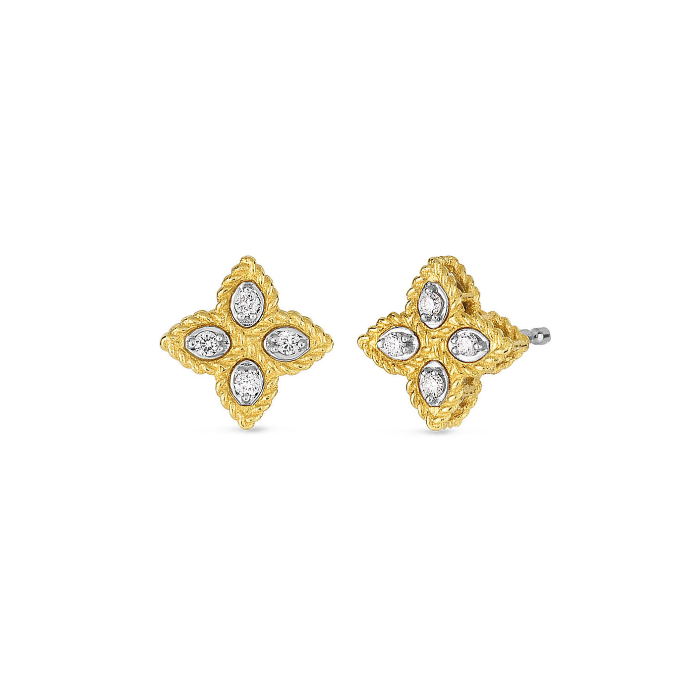 Roberto Coin 18k Yellow Gold Princess Flower Diamond Post Earrings – 7771383AJERX