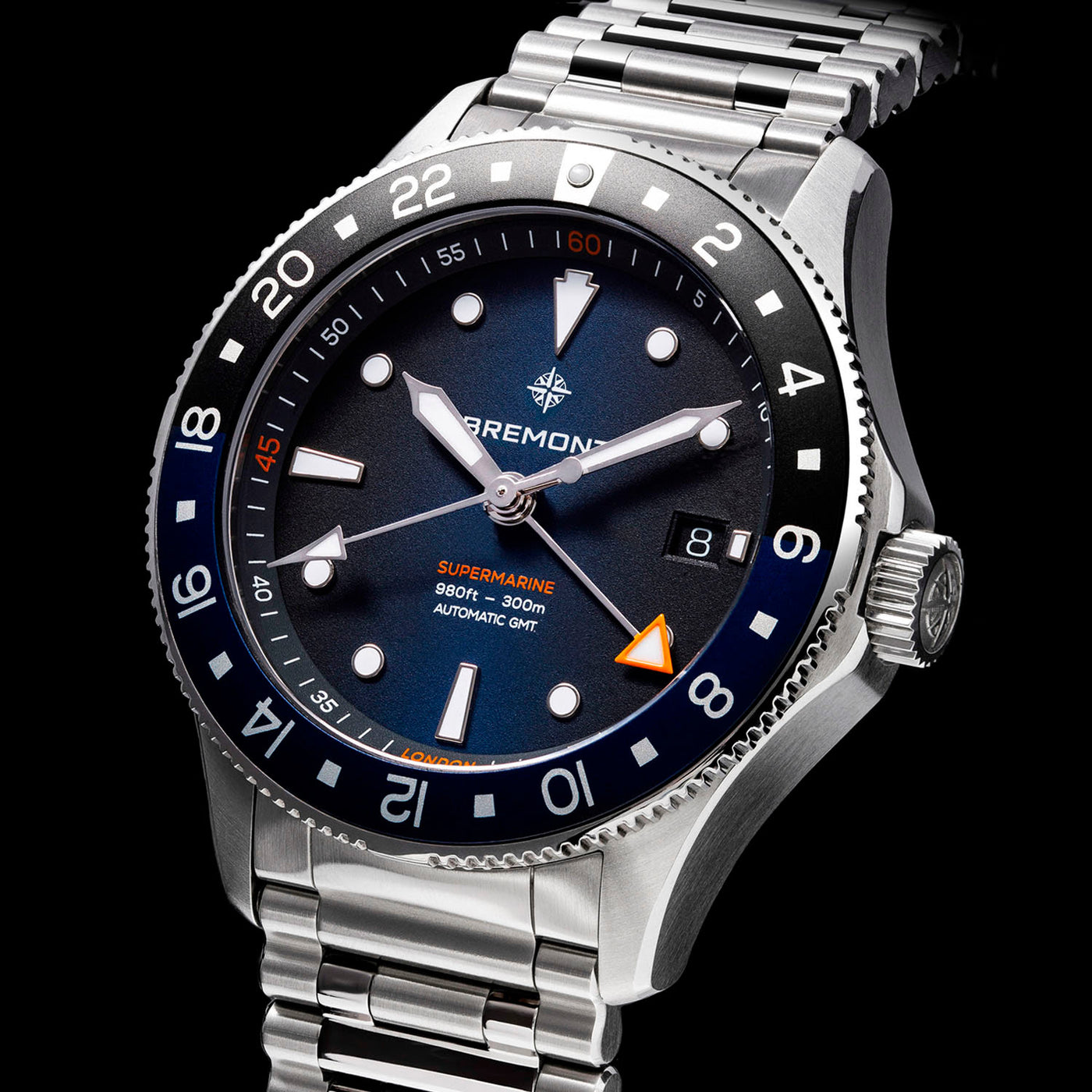 Bremont Supermarine 300m GMT 'Glacier' Blue Automatic – SM40-GMT-SS-BLBK-B