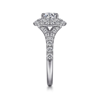 Gabriel & Co. 14k White Gold Cushion Double Halo Diamond Semi-Mount Engagement Ring – ER10754W44JJ.CSCZ