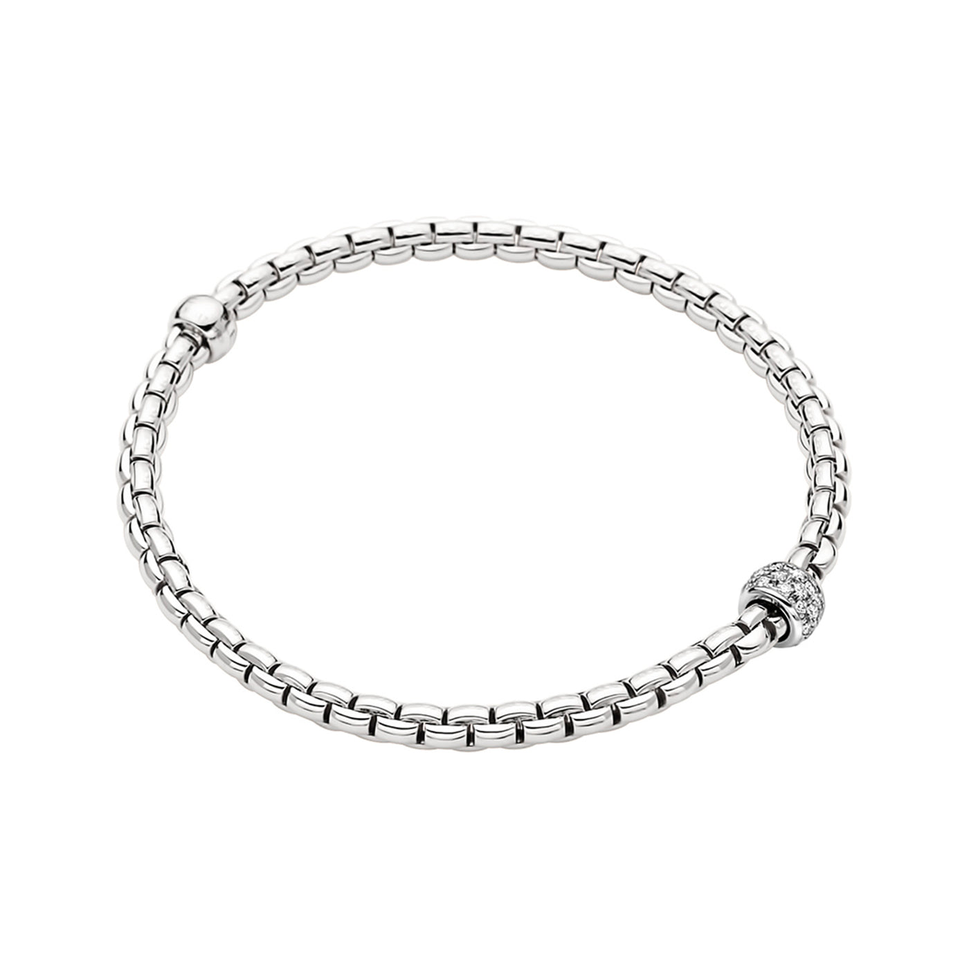 Fope 18k White Gold Flex'It Stretch Bracelet with Diamond – 73301BX_PB_B_XBX_00M