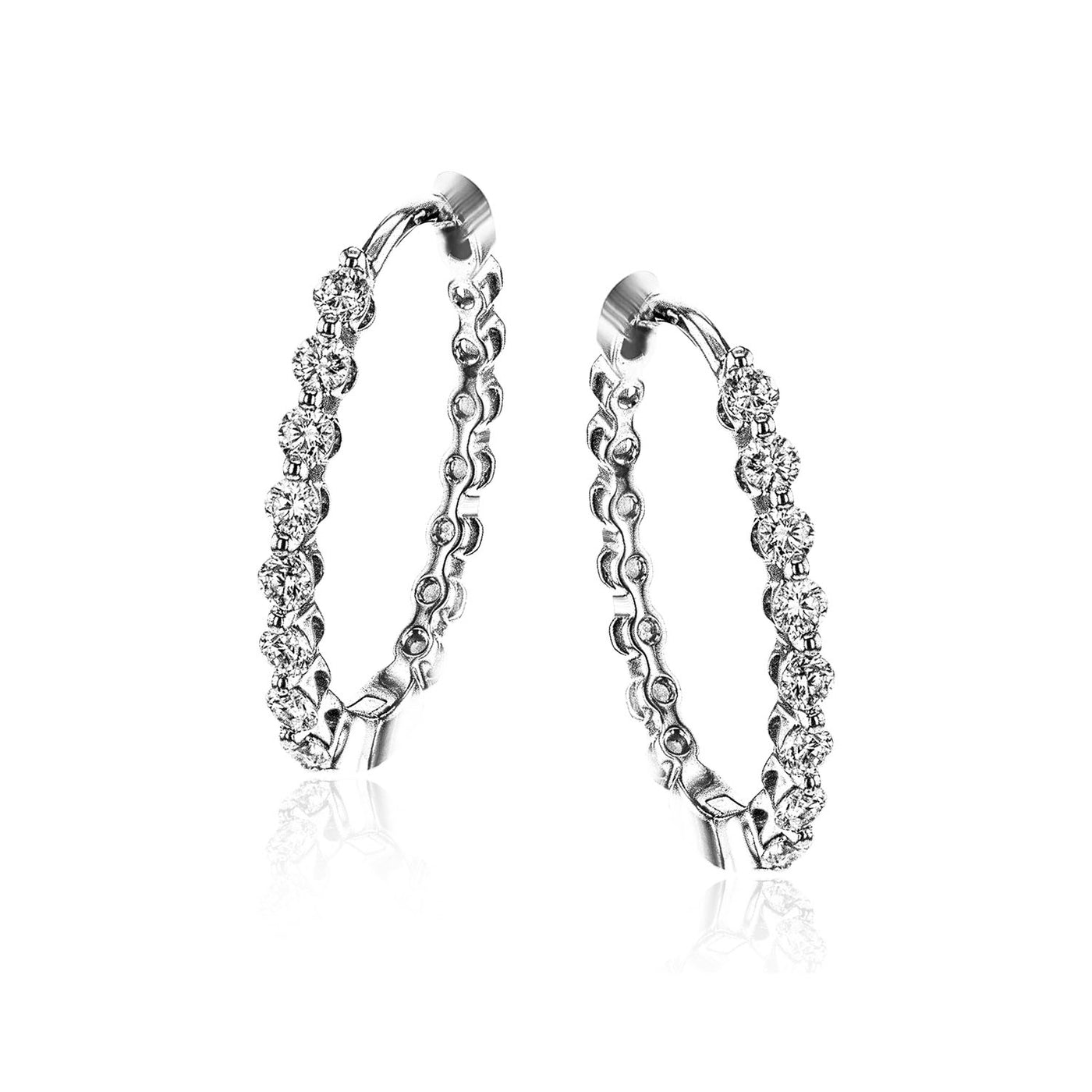 Simon G 18k White Gold Diamond Hoop Earrings – LE4546