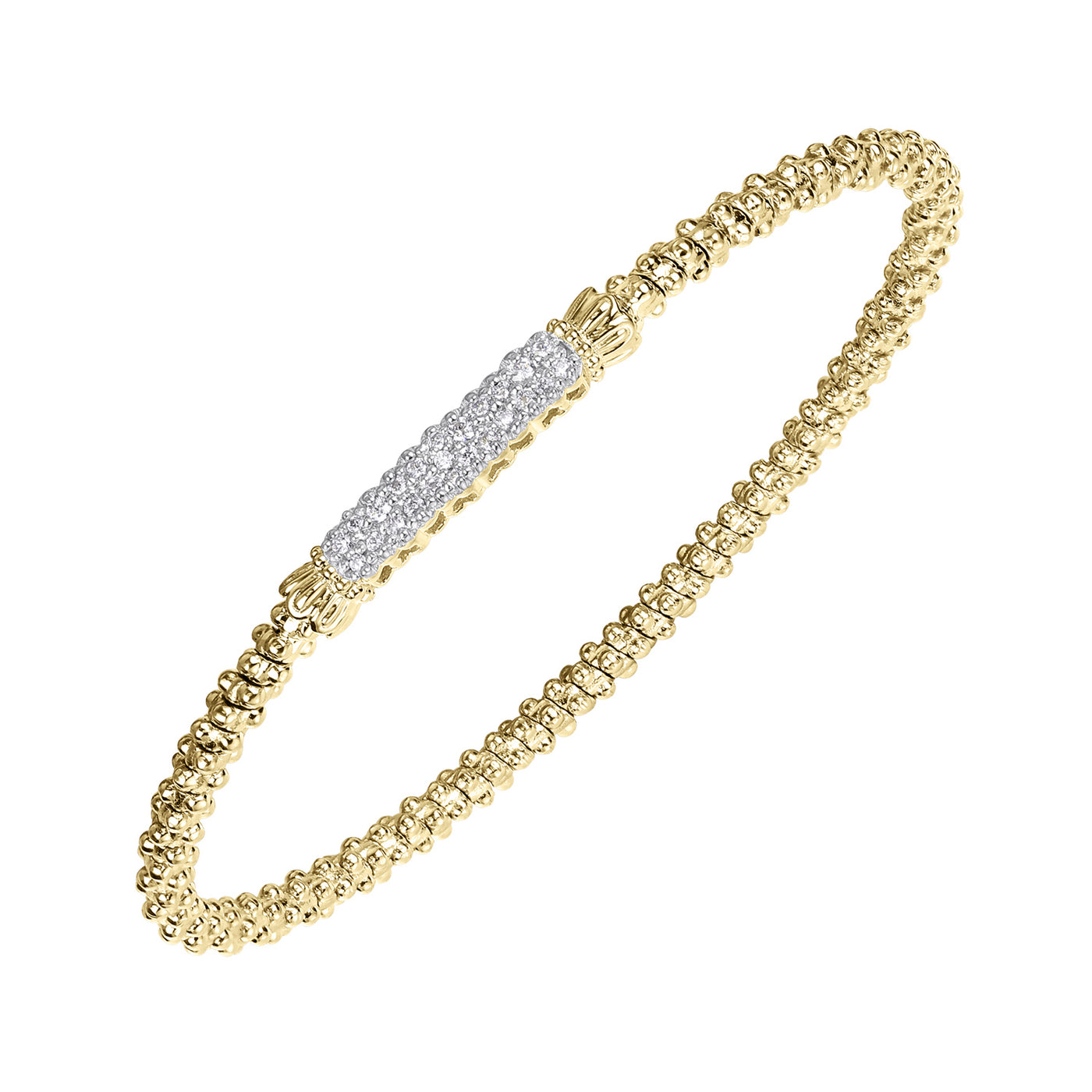 Vahan 14k Yellow Gold Moiré Beaded® Bangle Bracelet with Diamonds – 23618GD02