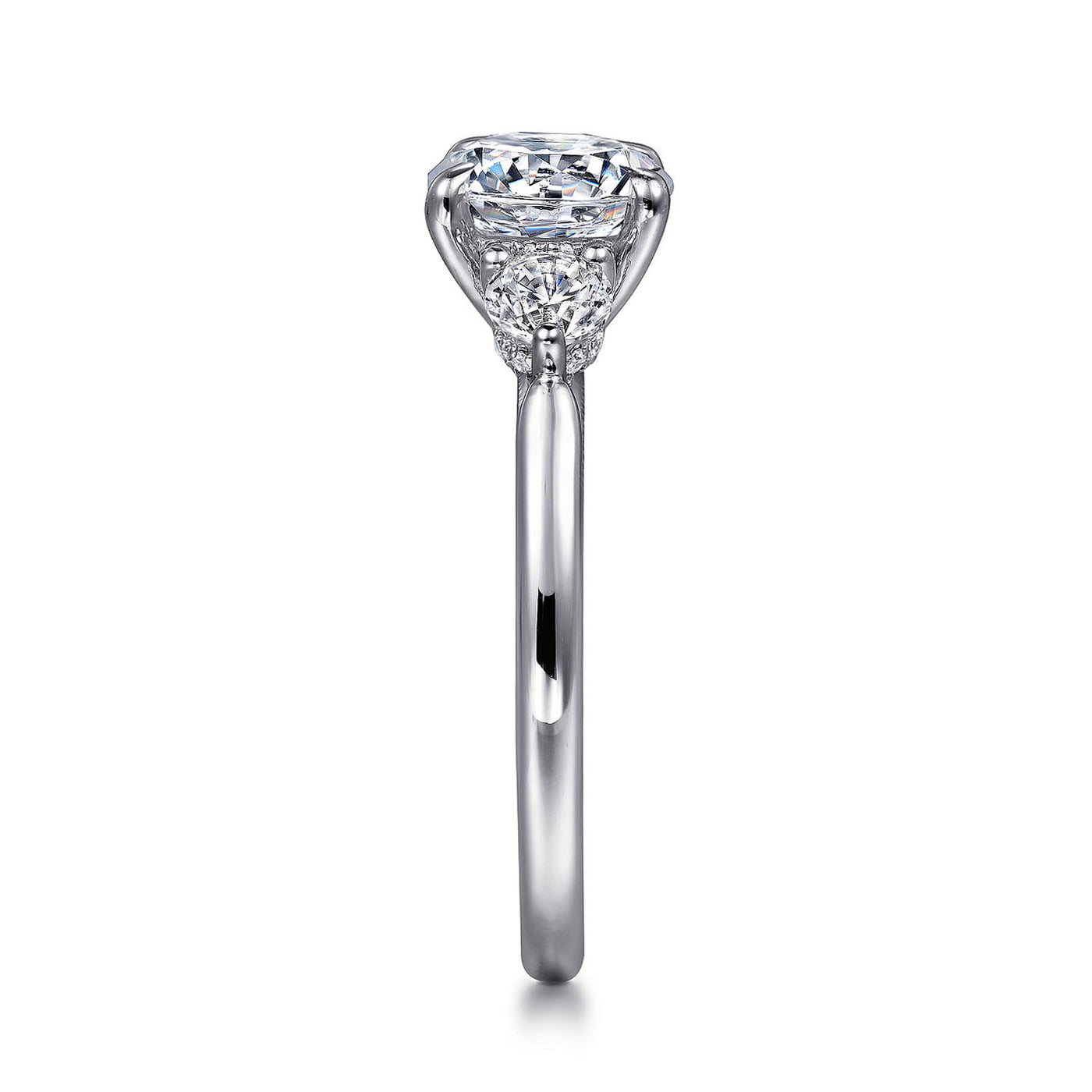 Gabriel & Co. 14k White Gold Round Three-Stone Halo Diamond Semi-Mount Engagement Ring – ER16252R6W44JJ.CSCZ