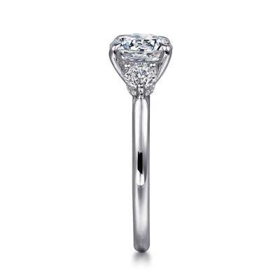 Gabriel & Co. 14k White Gold Round Three-Stone Halo Diamond Semi-Mount Engagement Ring – ER16252R6W44JJ.CSCZ