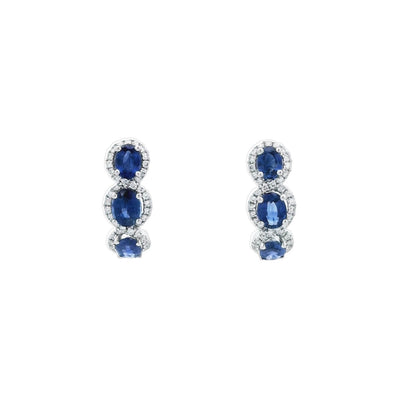 GBC 14k White Gold Oval Hoop Sapphire with Diamonds Earrings – 24651101