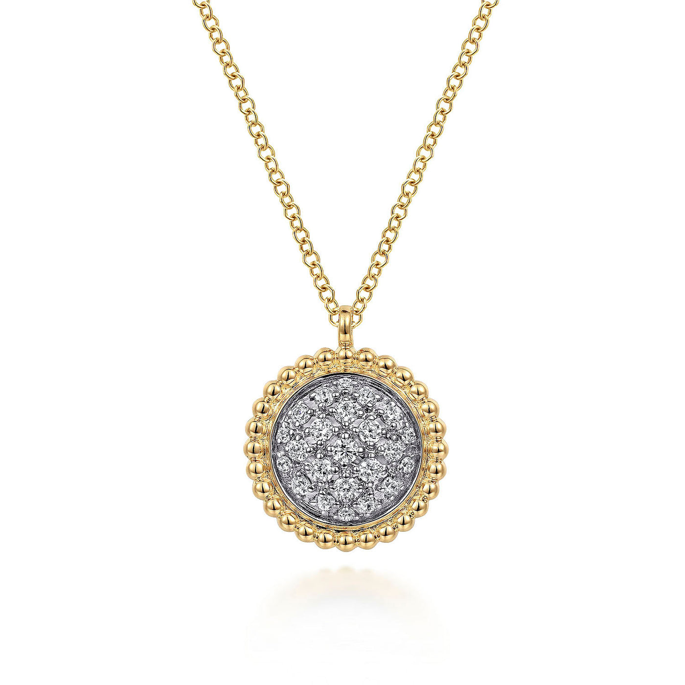 Gabriel & Co. 14k Yellow Gold Bujukan Diamond Circle Pendant Necklace – NK6978Y45JJ