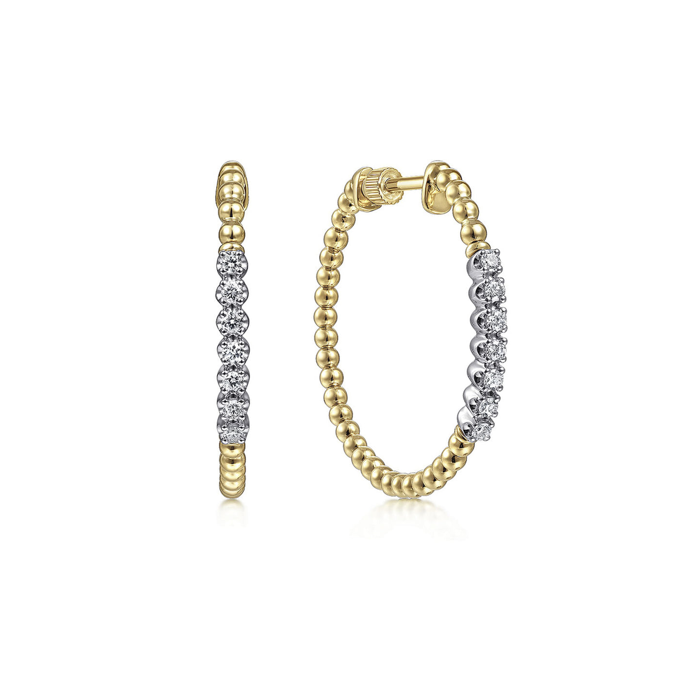 Gabriel & Co. 14k Yellow Gold Round Diamond Hoop Earrings – EG13971Y45JJ