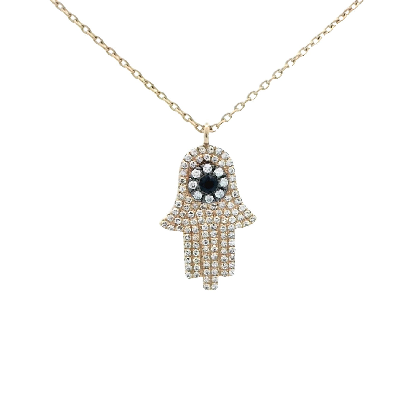Heera Moti 14k Yellow Gold Hamsa Diamond Drop Pendant Necklace – ND2368_A