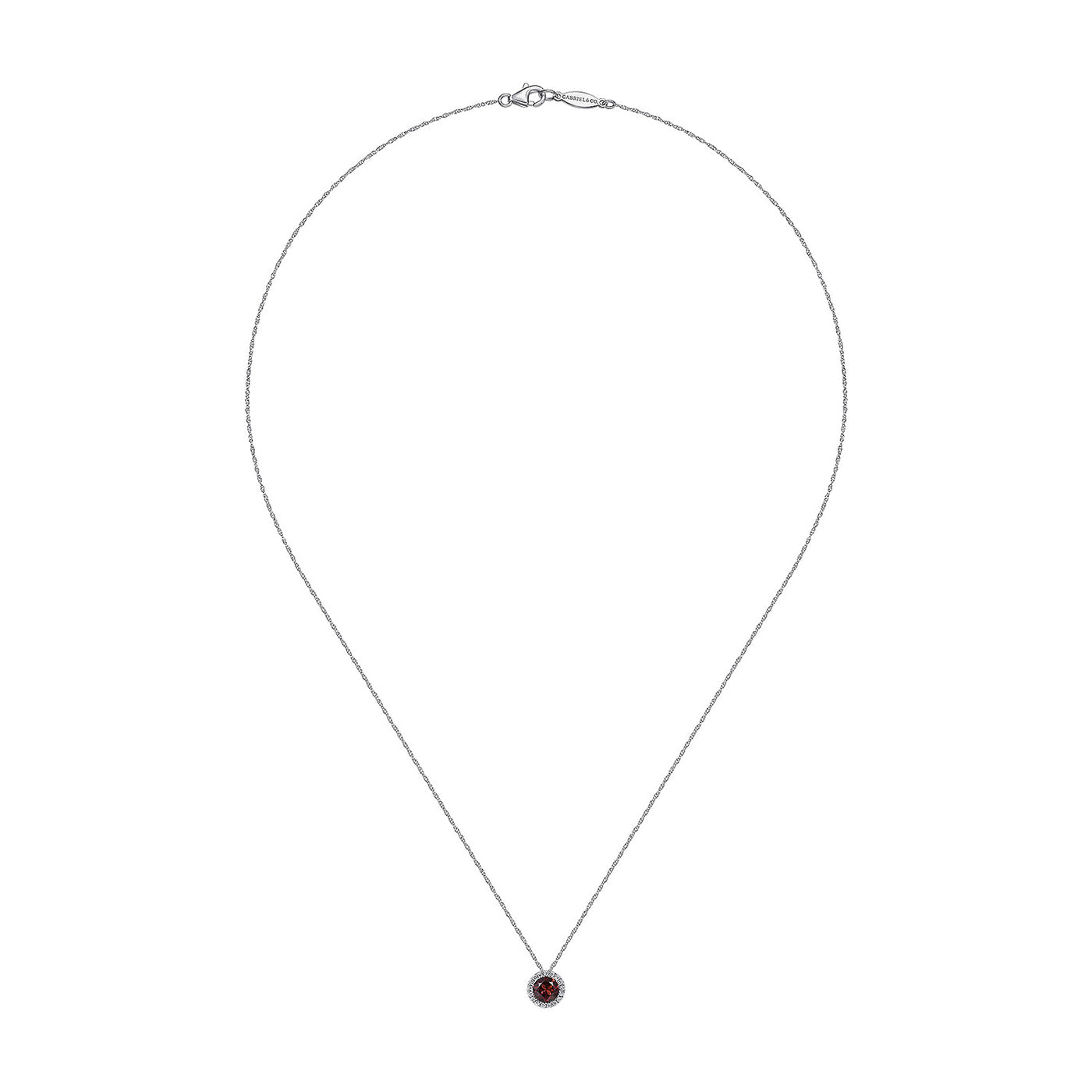 Gabriel & Co. 14k White Gold Lusso Color Garnet and Diamond Halo Pendant – NK2824W45GN