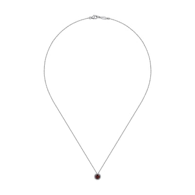 Gabriel & Co. 14k White Gold Lusso Color Garnet and Diamond Halo Pendant – NK2824W45GN