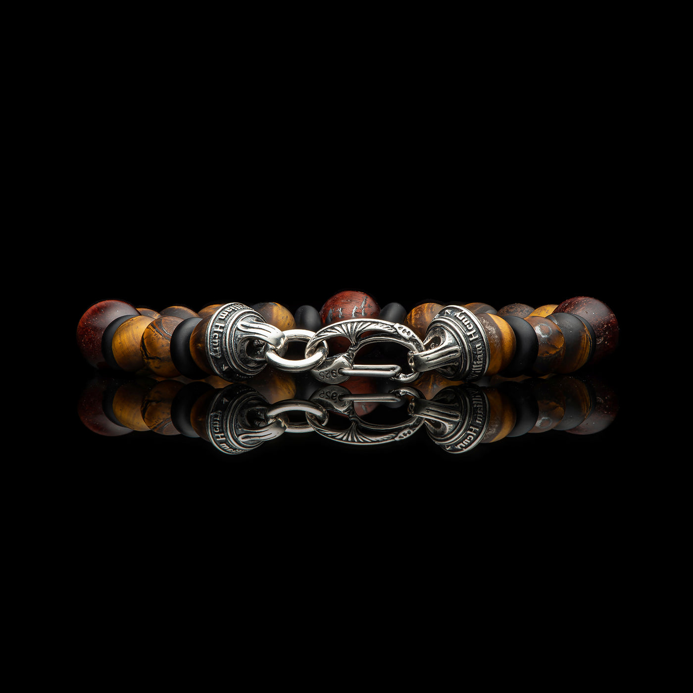 William Henry Dragon Fire II Beaded Bracelet with Tiger's Eye and Black Onyx – BB15 RTE-LG