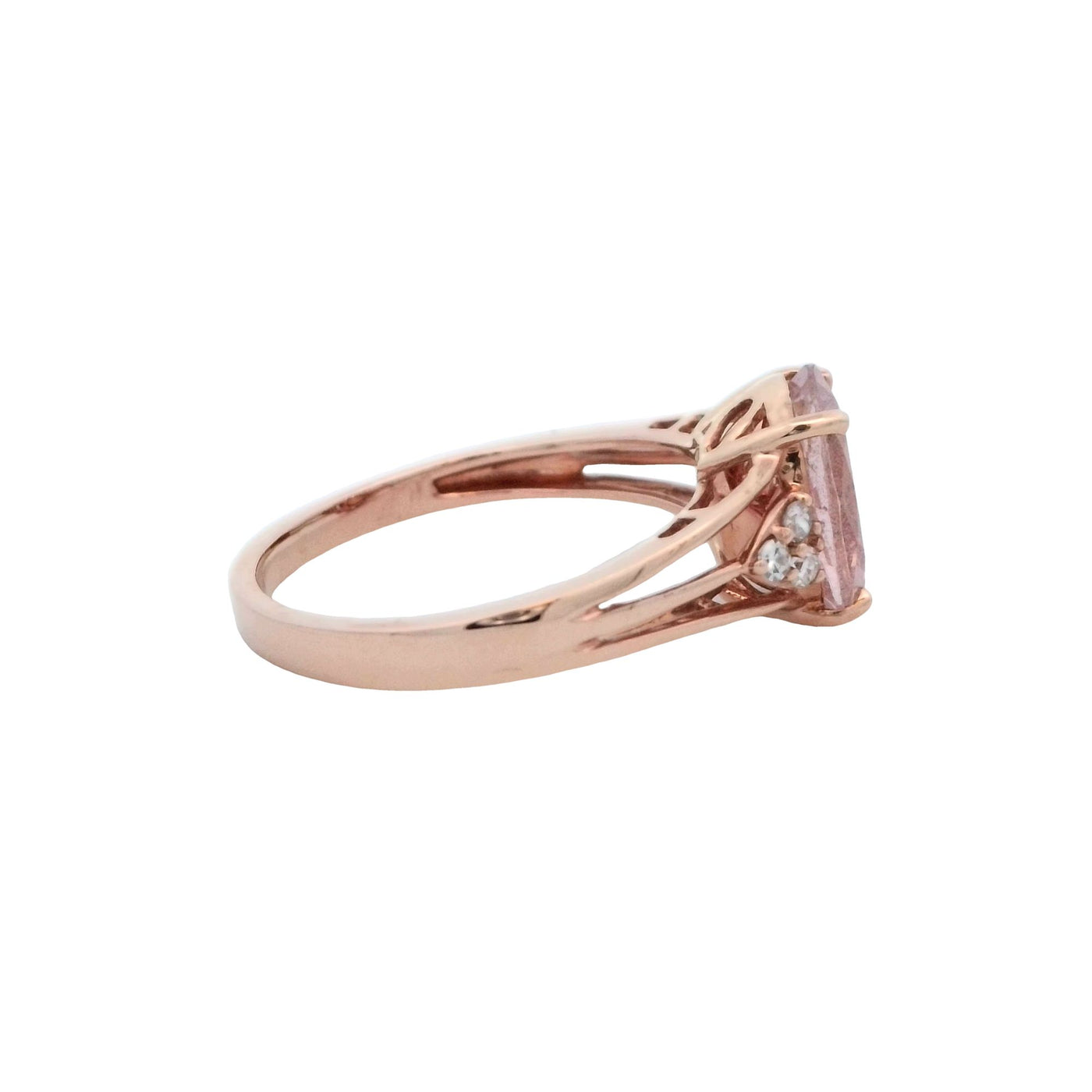 Little Treasury 14k Rose Gold Morganite and Diamonds Contemporary Ring – 306819