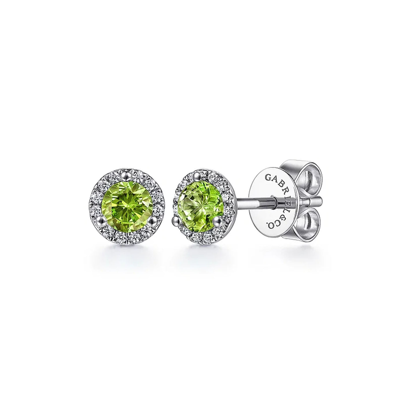 Gabriel & Co. 14k White Gold Round Stud Diamonds with Peridot Earrings – EG12372W45PE