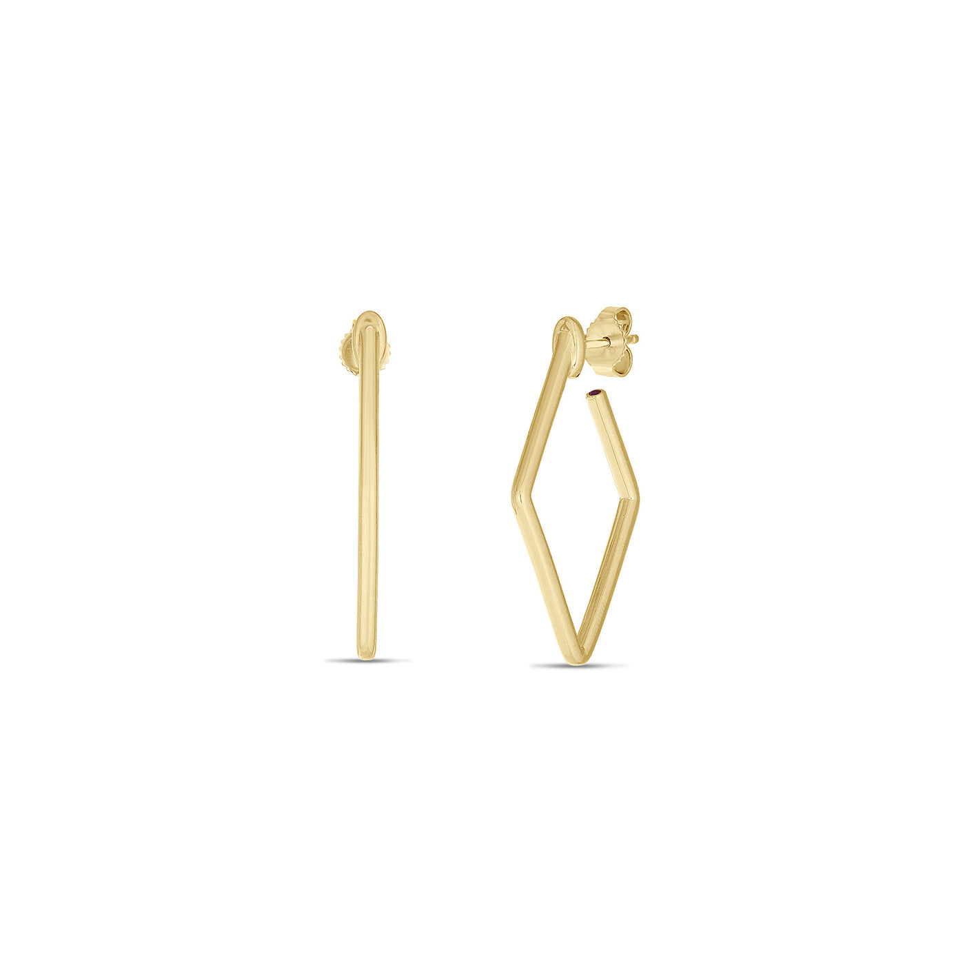 Roberto Coin 18k Yellow Gold Designer Square Hoop Earrings – 111456AYER00