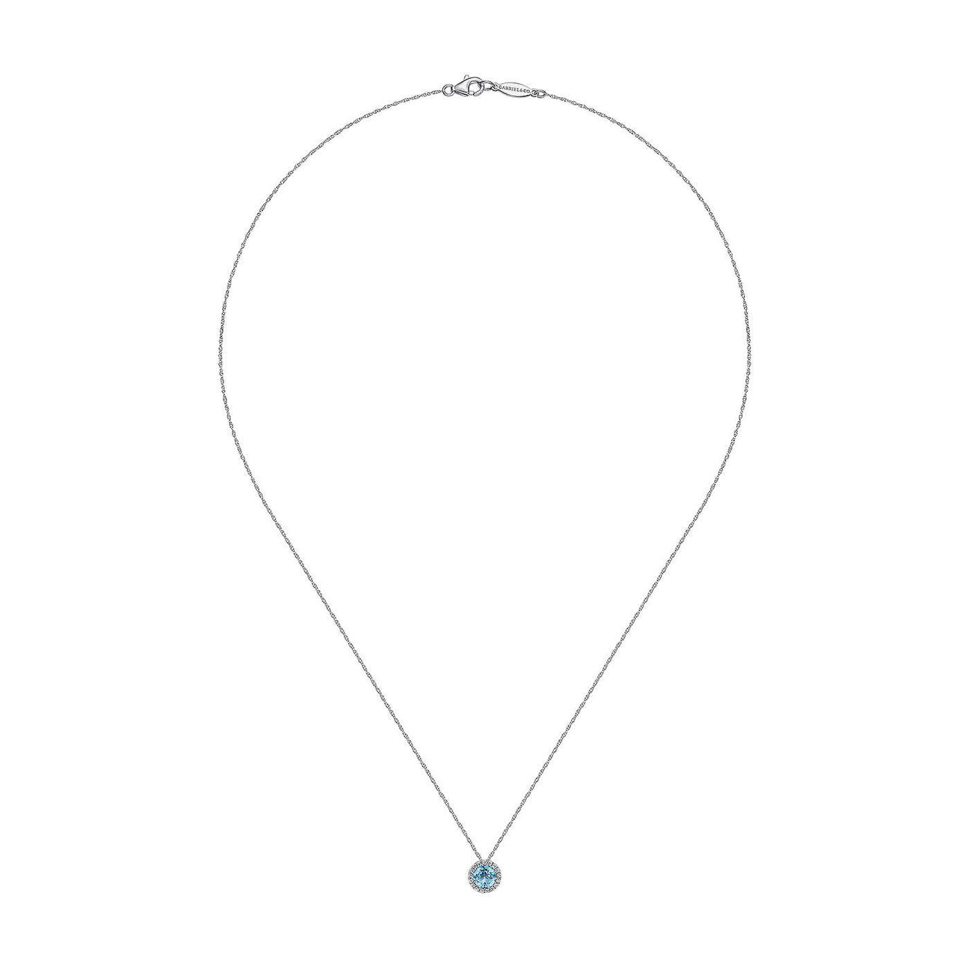 Gabriel & Co. 14k White Gold Lusso Color Blue Topaz and Diamonds Halo Pendant – NK2824W45BT