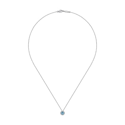 Gabriel & Co. 14k White Gold Lusso Color Blue Topaz and Diamonds Halo Pendant – NK2824W45BT