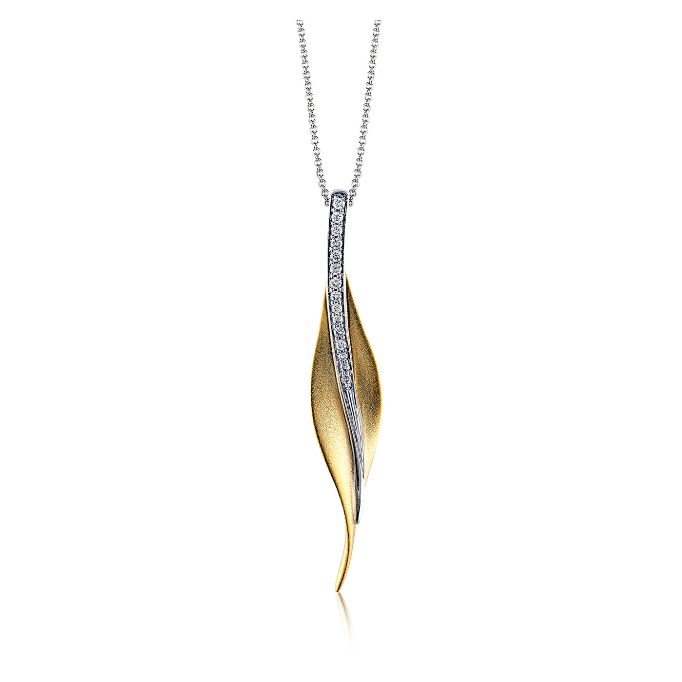 Simon G 18k Two-Tone Gold Diamond Leaf Pendant Necklace – DP113-Y