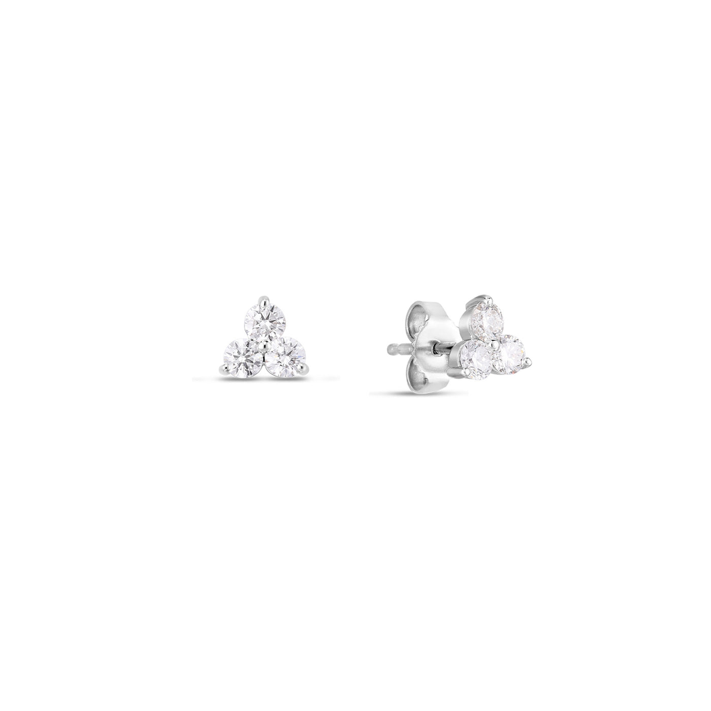 Roberto Coin 18k White Gold Tiny Treasures Three Stone Diamond Cluster Earrings – 111415AWERX0