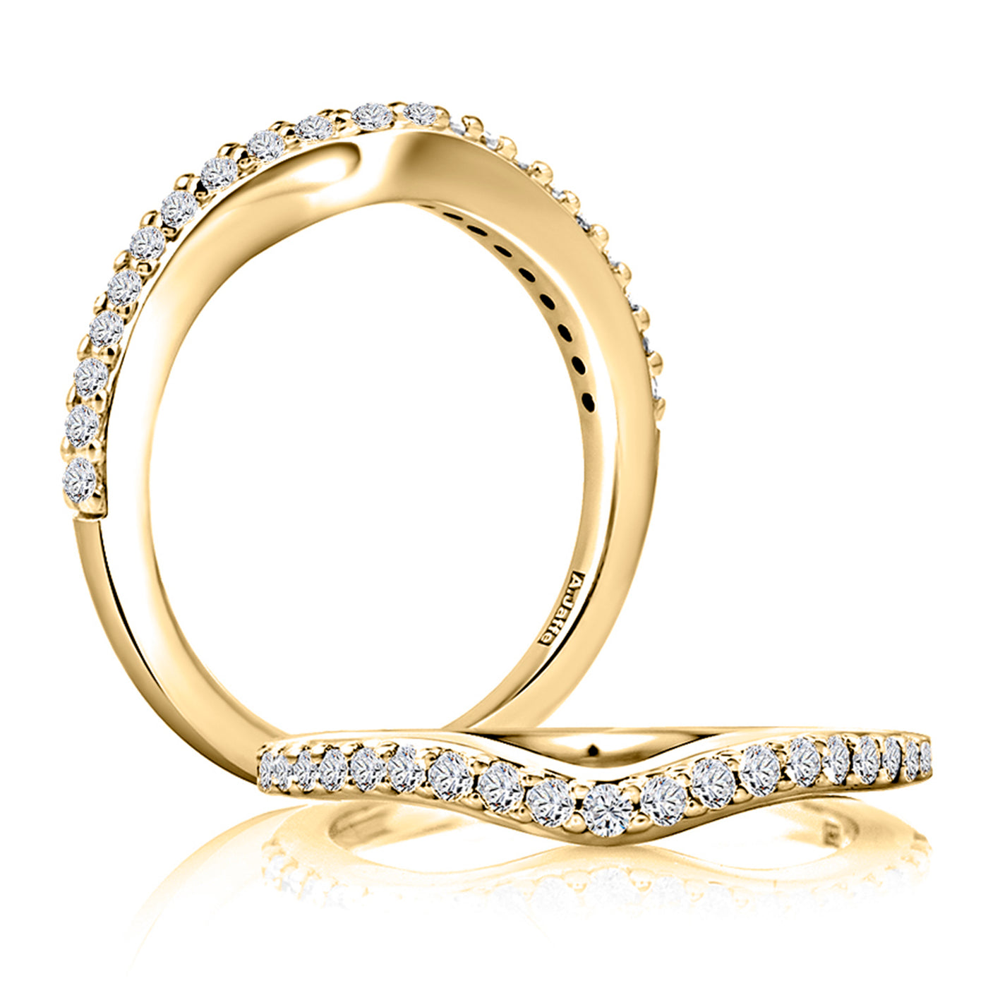 A.Jaffe 14k Yellow Gold Curved Diamond Wedding Band – WR0970/25