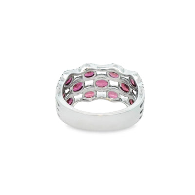 Prima Diamond 14k White Gold Diamonds and Rubies Contemporary Ring – PR2251DR