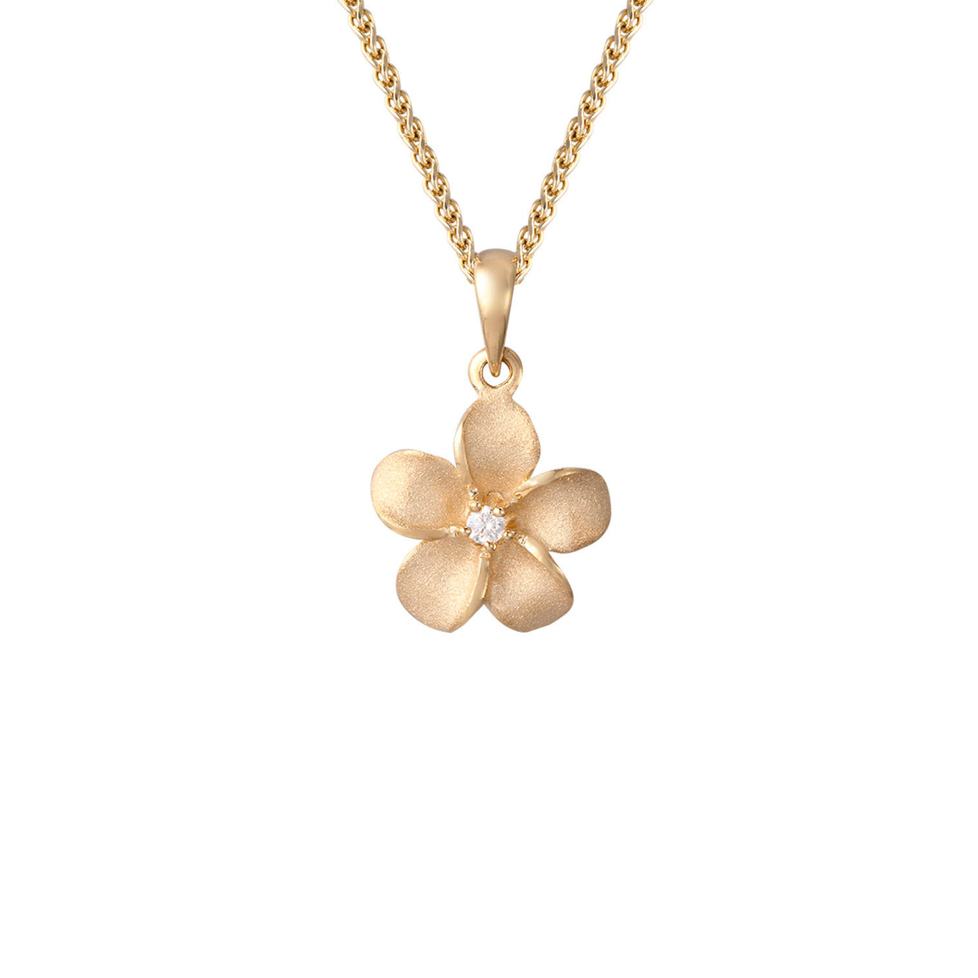 Denny Wong Designs 14k Yellow Gold Plumeria Flower Diamond Pendant – FPP-11SD2