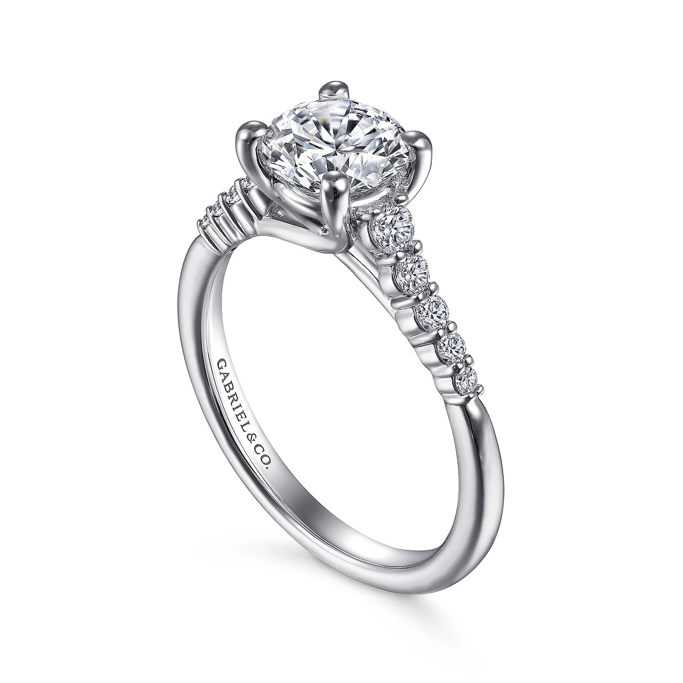Gabriel & Co. 14k White Gold Round Solitaire Diamond Semi-Mount Engagement Ring – ER11755R4W44JJ.CSCZ