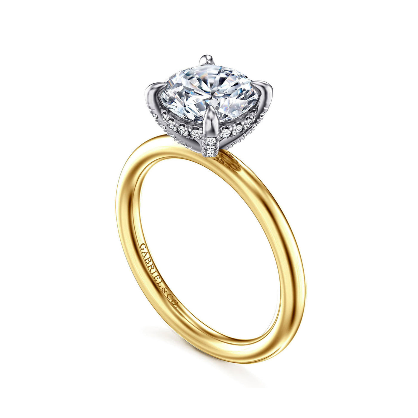 Gabriel & Co. 14k Yellow Gold Round Solitaire Diamond Semi-Mount Engagement Ring – ER16138R8M44JJ.CSCZ
