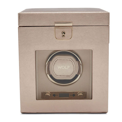 Wolf 1834 Palermo Single Watch Winder with Jewelry storage, mirror, and cover – 213716