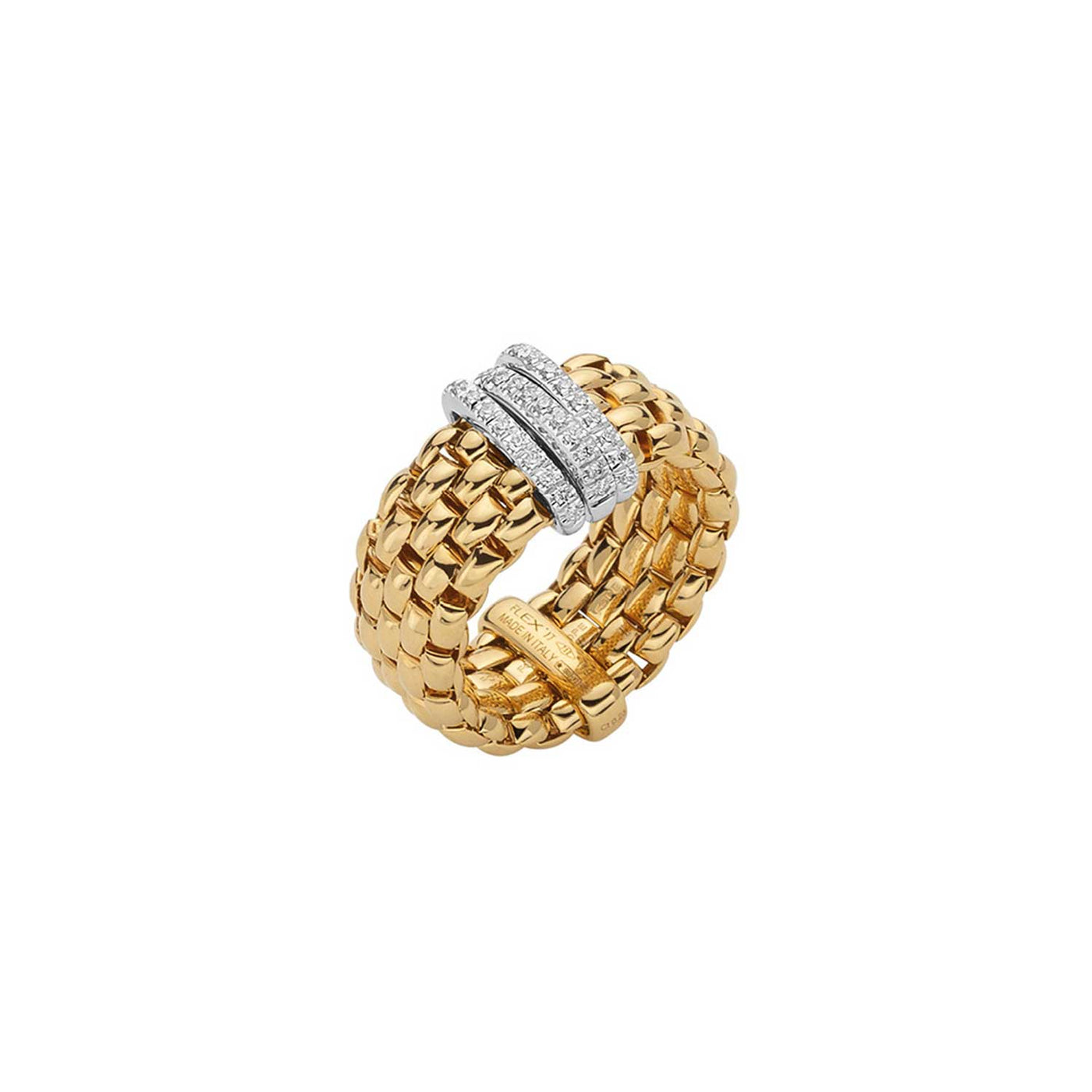 Fope 18k White & Yellow Gold with Diamonds Panorama Flex'It Fashion Ring – 58704AX_PB_G_BBB_00M
