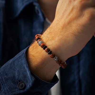 William Henry Newport Beaded Bracelet with Red Jasper – BB49 RSJ - LG