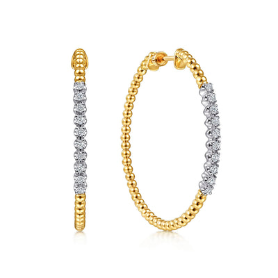 Gabriel & Co. 14k Yellow Gold Bujukan Round Diamond Hoop Earrings – EG13970Y45JJ