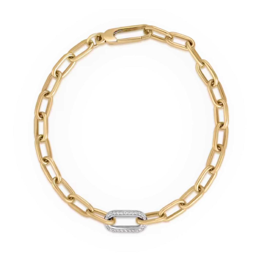 Roberto Coin 18k White & Yellow Gold Oval Link Diamond Bracelet