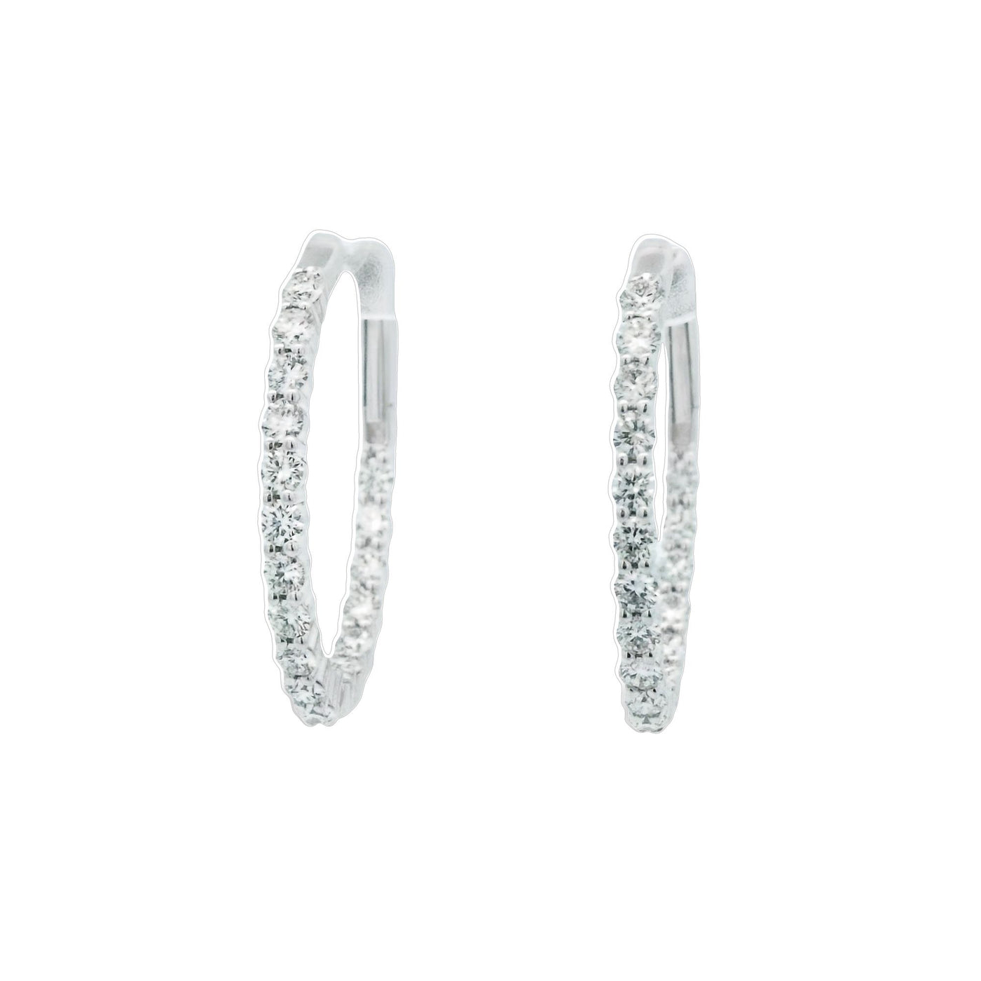 GBC 14k White Gold In-Out Oval Diamond Hoop Earrings – 2383704