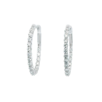 GBC 14k White Gold In-Out Oval Diamond Hoop Earrings – 2383704