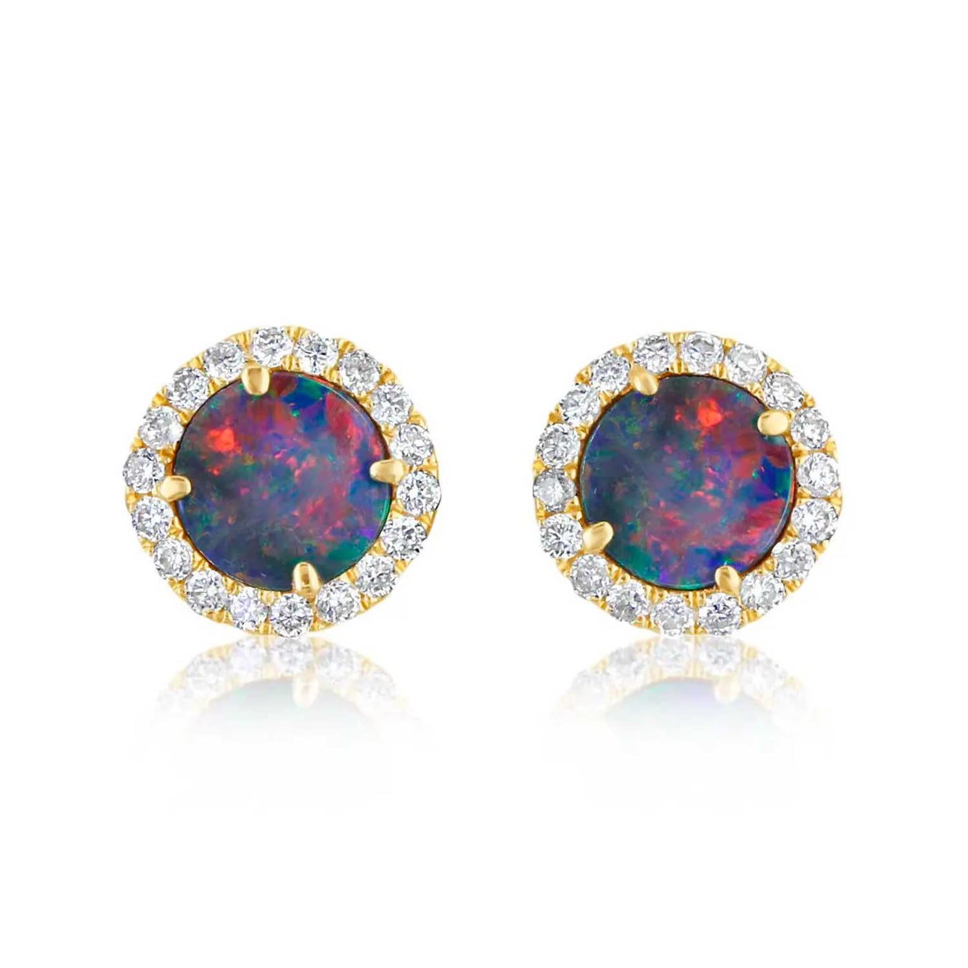 Parlé 14k Yellow Gold Australian Opal Halo With Diamond Earrings – EOD291AD3CI