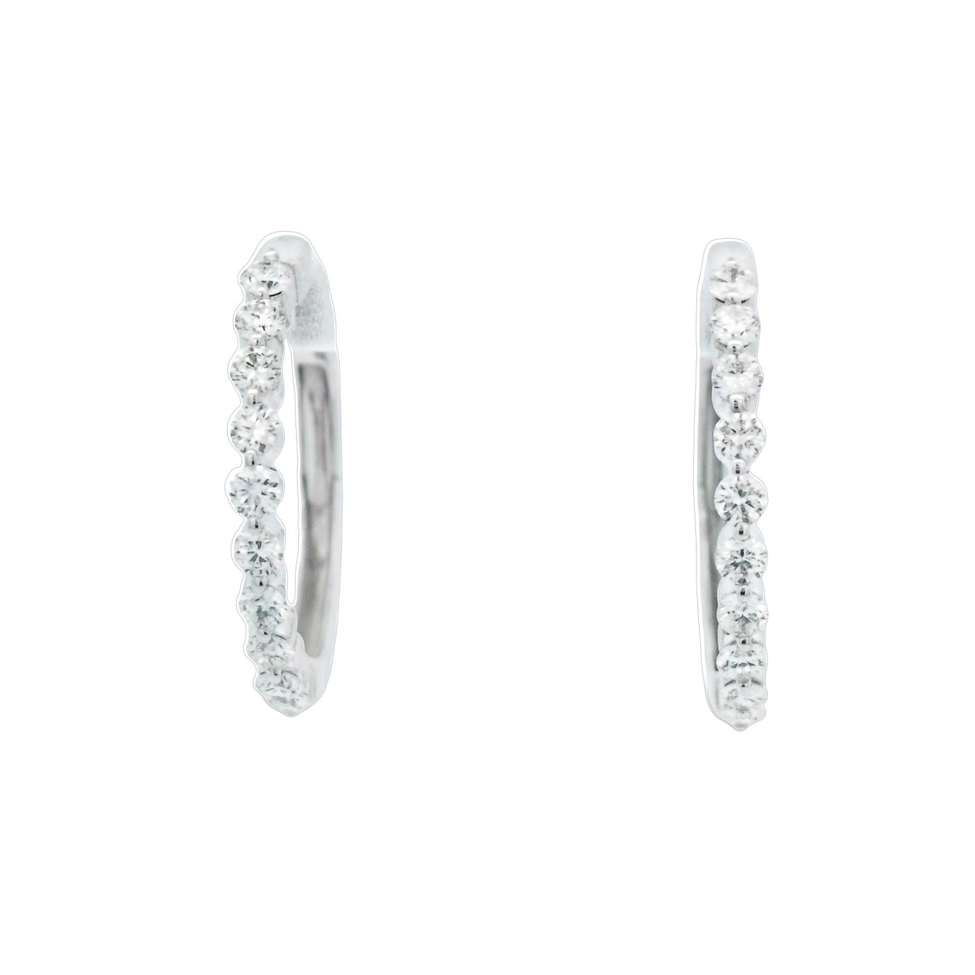 GBC 14k White Gold Round Diamond Hoop Earrings – 24203341