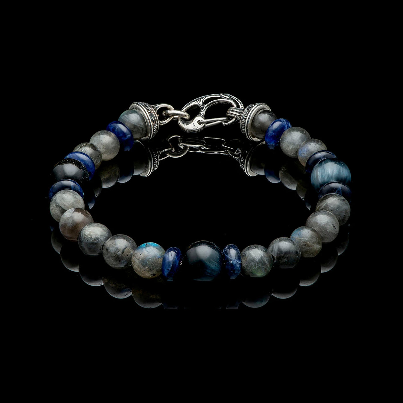 William Henry Magician Beaded Bracelet with Labradorite/Sodalite/Blue Tiger Eye – BB37 LAB-LG