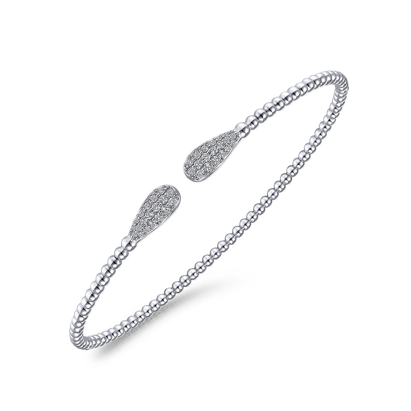 Gabriel & Co. 14k White Gold Beaded Diamond Bangle Bracelet – BG4230-62W45JJ