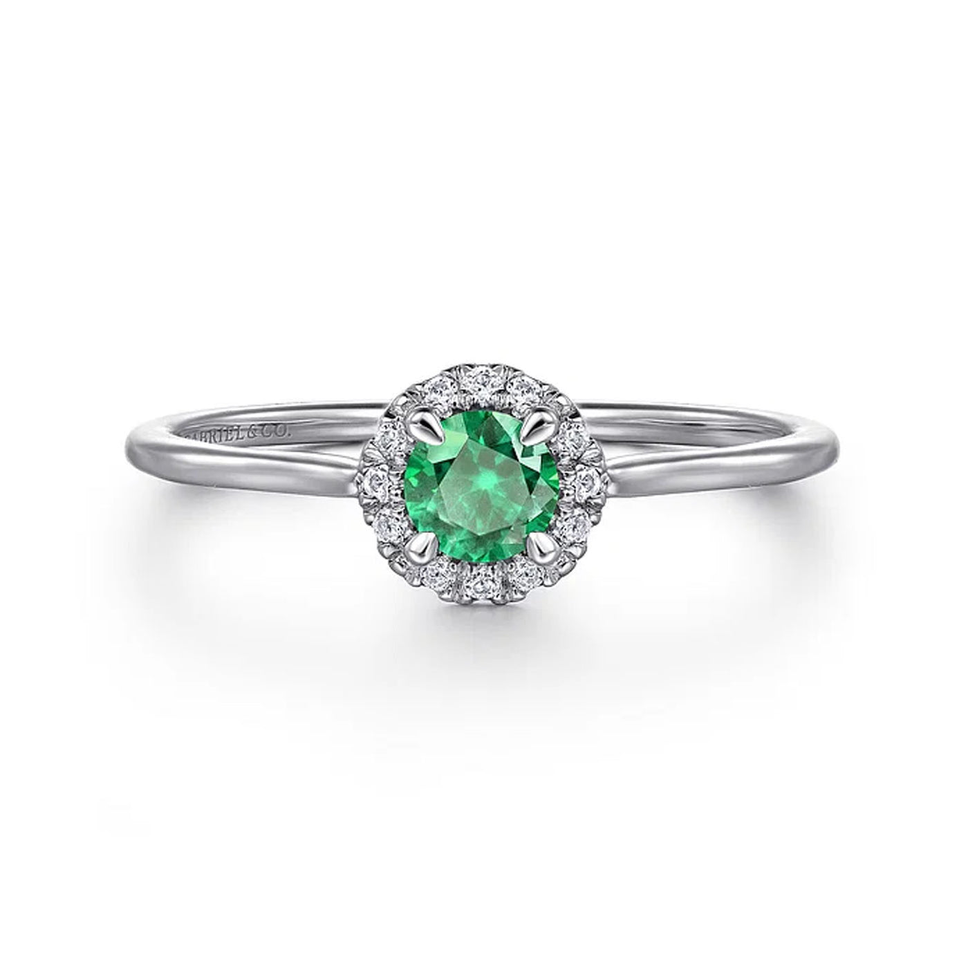 Gabriel & Co. 14k White Gold Diamonds and Emerald Halo Ring – LR51264W45EA