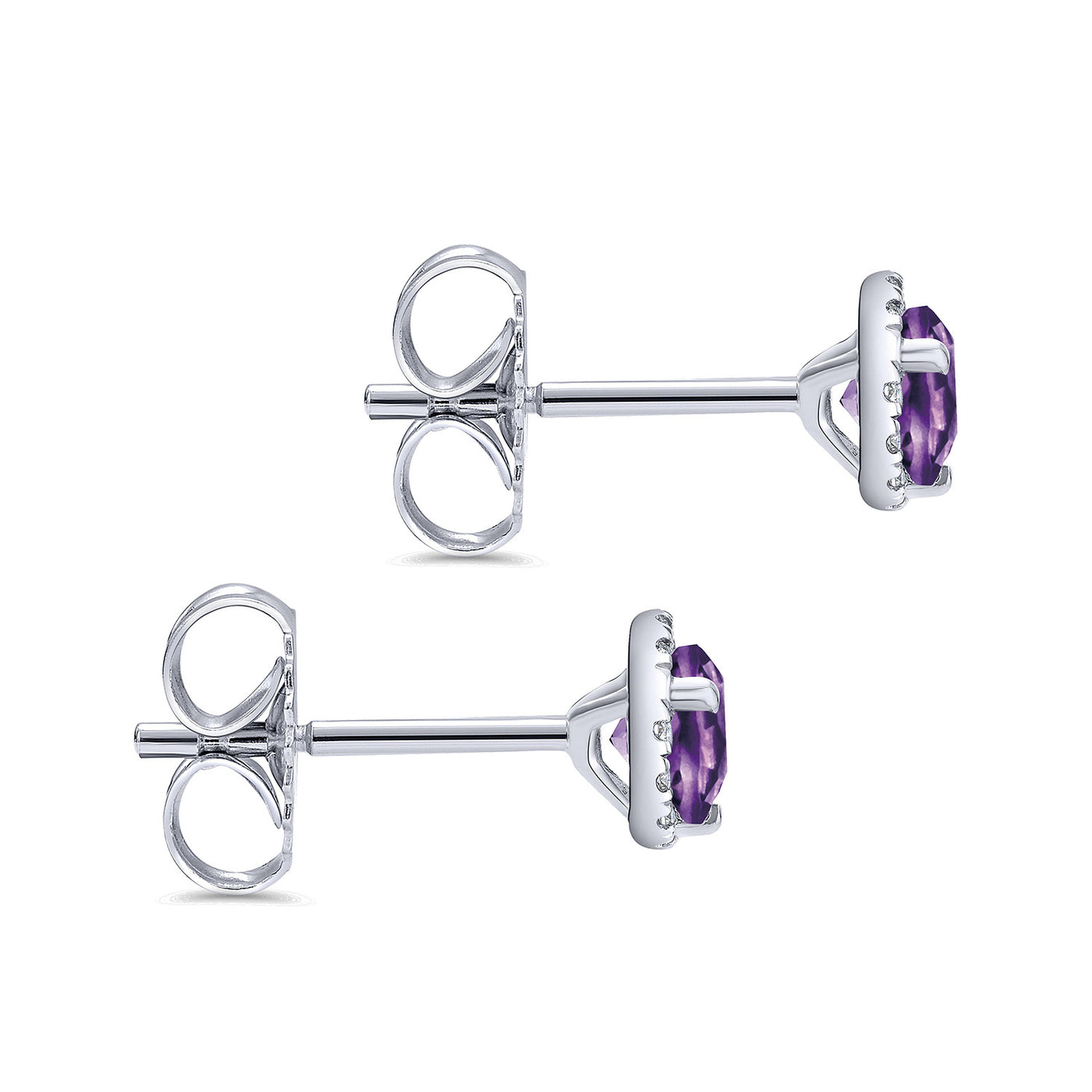 Gabriel & Co. 14k White Gold Lusso Diamond with Amethyst Stud Earrings – EG12372W45AM