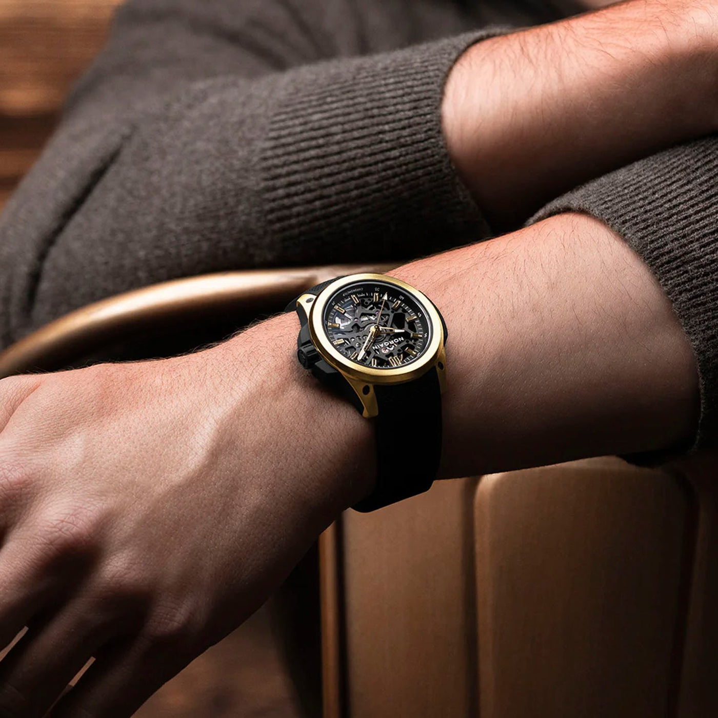 NORQAIN Wild One Skeleton Yellow Gold Limited Edition Automatic – N3001.07G06.B01.R01