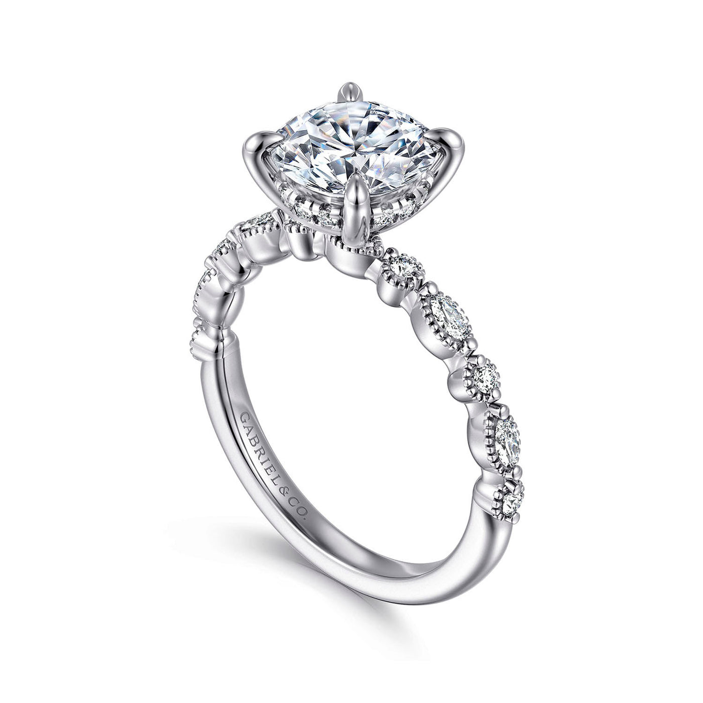 Gabriel & Co. 14k White Gold Round Diamond Semi-Mount Engagement Ring – ER16233R8W44JJ.CSCZ