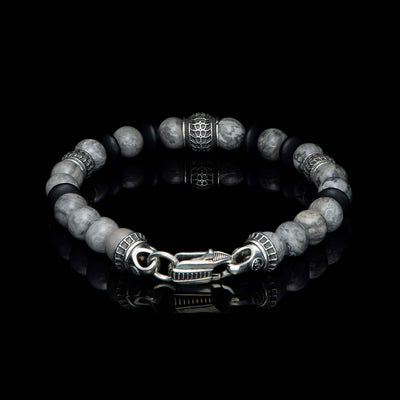 William Henry Newport Beaded Bracelet with Silver Agate – BB49 SLA-LG