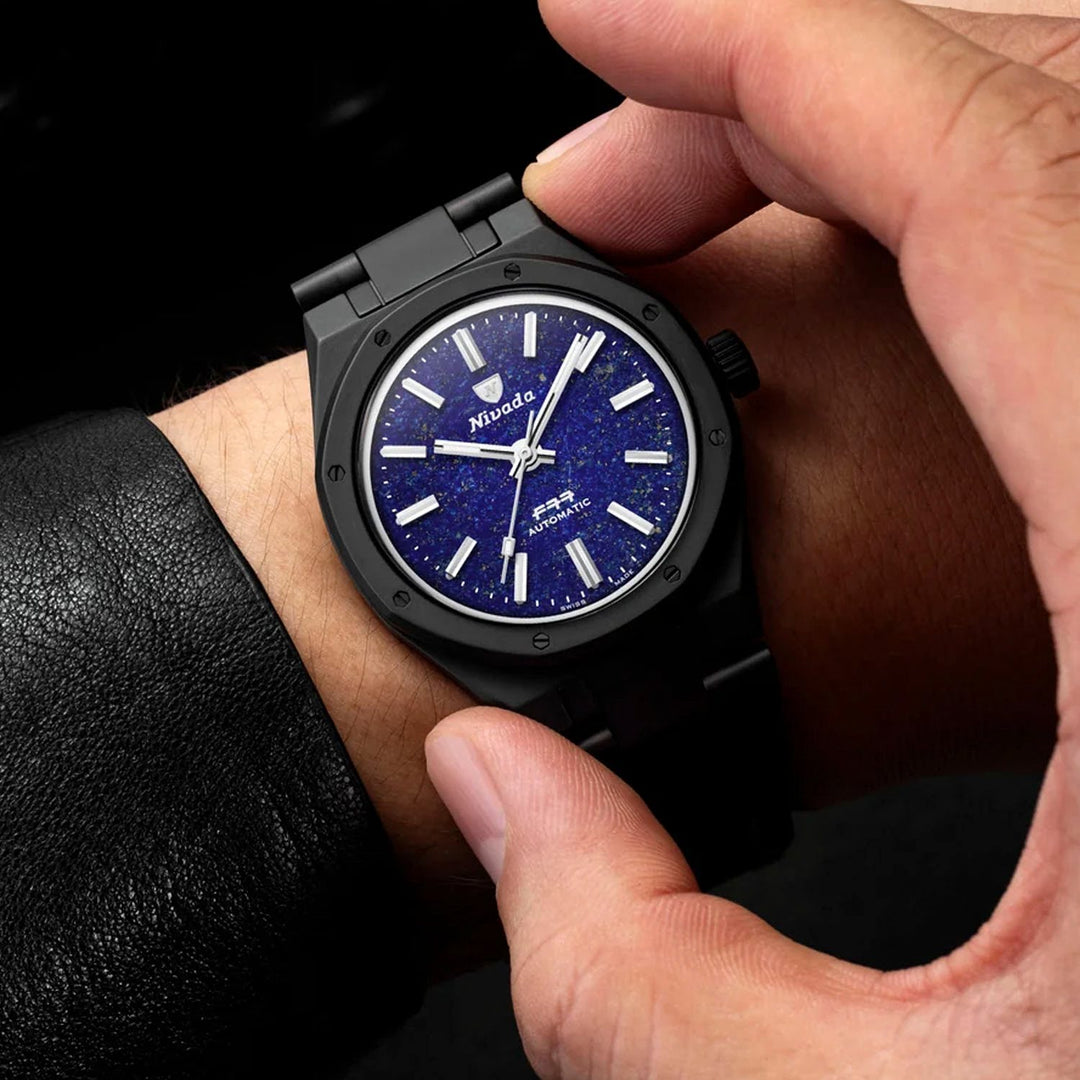 Nivada Grenchen F77 Black Ceramic Lapis Lazuli Limited Edition