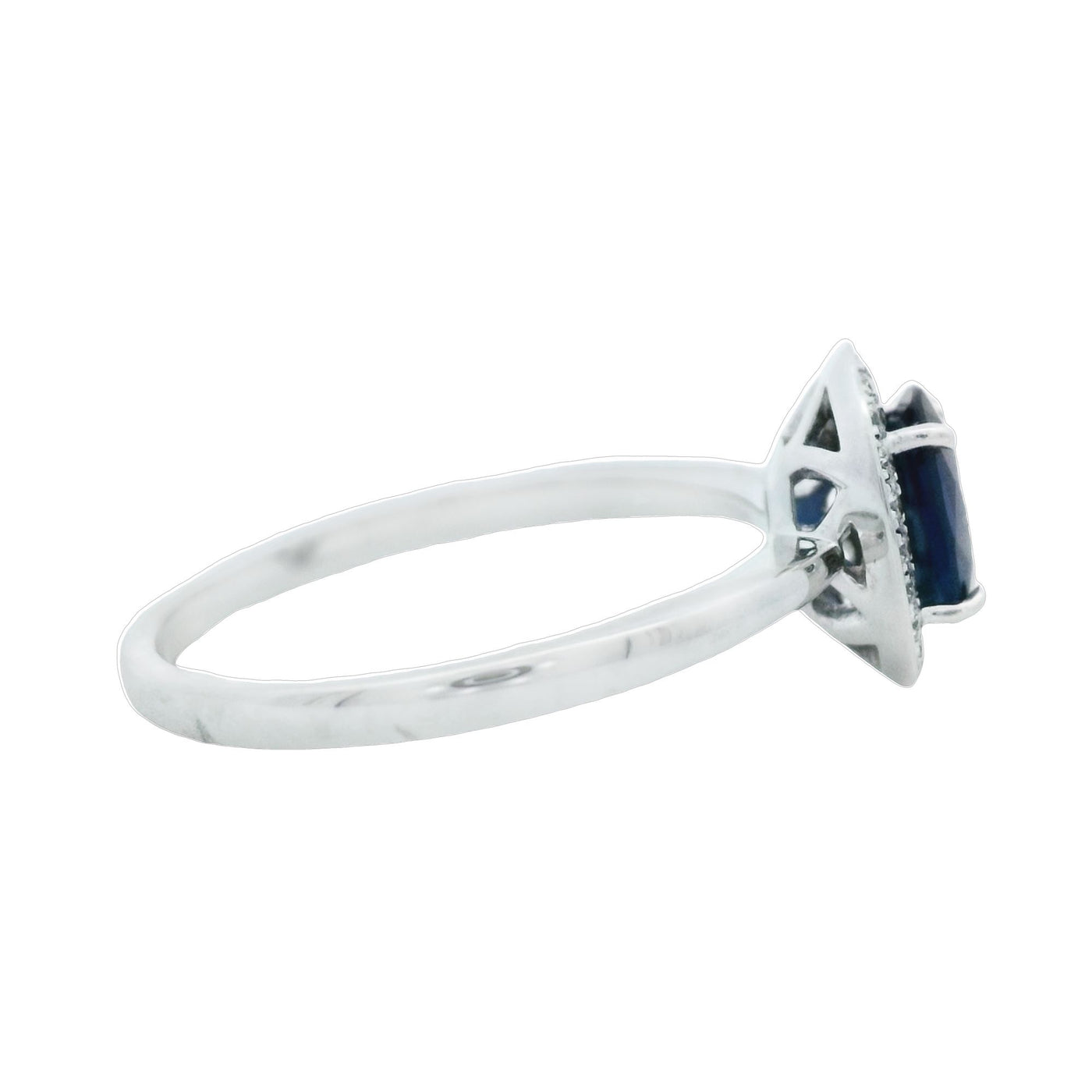 Little Treasury 14k White Gold Diamond and Sapphire Halo Ring – 63750