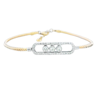 Heera Moti 14k White & Yellow Gold Flexible Diamond Bracelet – BD0588-301