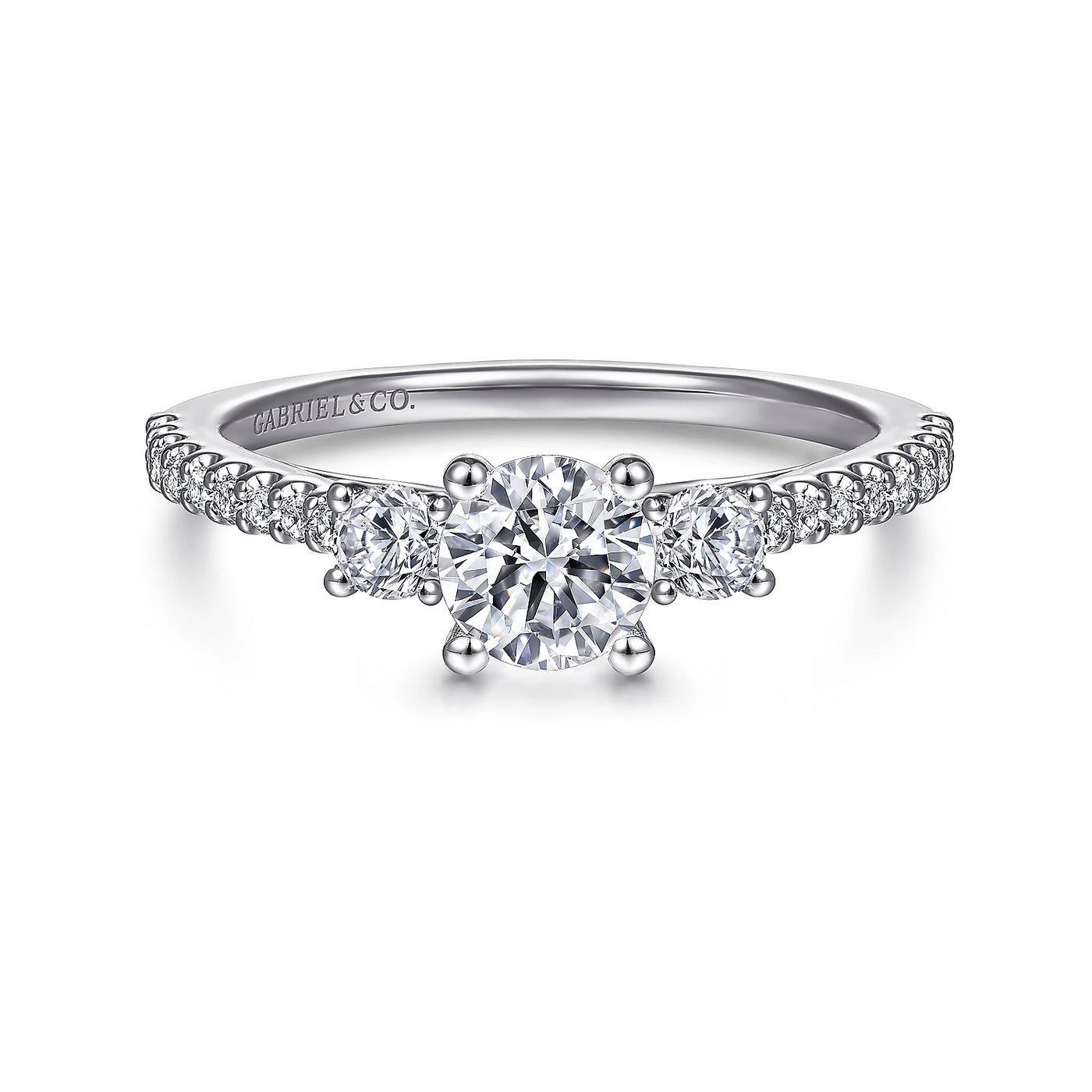 Gabriel & Co. 14k White Gold Three Stone Diamond Semi-Mount Engagement Ring – ER7296W44JJ.CSCZ