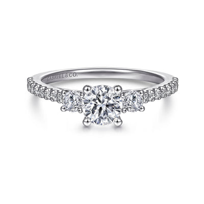 Gabriel & Co. 14k White Gold Three Stone Diamond Semi-Mount Engagement Ring – ER7296W44JJ.CSCZ