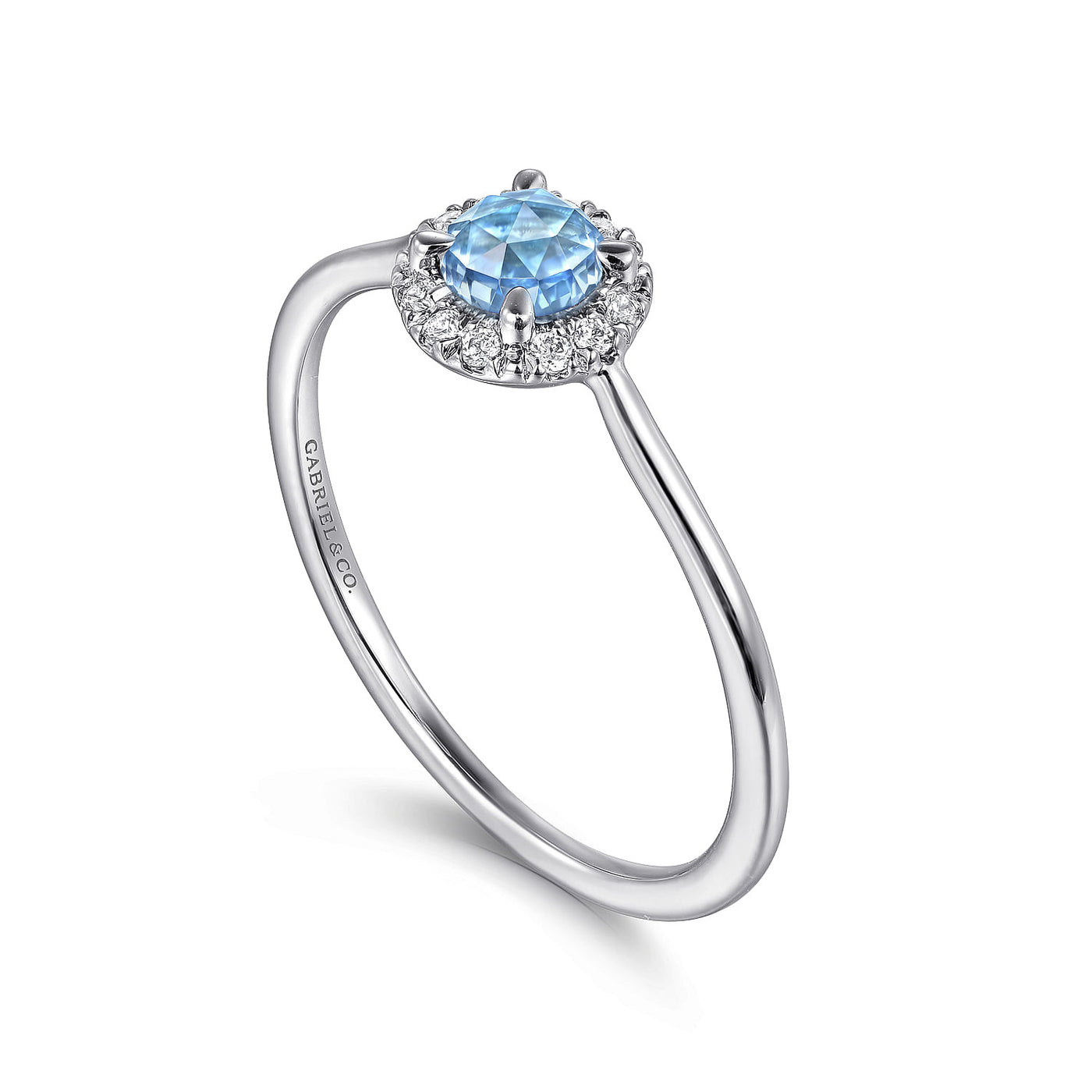 Gabriel & Co. 14k White Gold Diamond and Blue Topaz Halo Ring – LR51264W45BT
